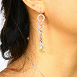 Silver Bubble w Crystal Earring