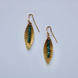 Brass Leaves w Glass Beads Earring