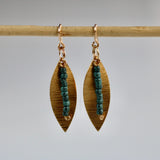 Brass Leaves w Glass Beads Earring