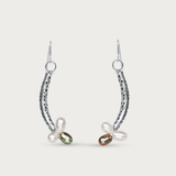 Silver Tube Pearls Earrings