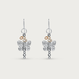 Silver Butterfly Pearls Earrings
