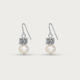 White Pearl Silver Star Earring