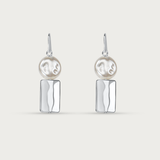 Coin Pearl w Silver Rectangle Earring