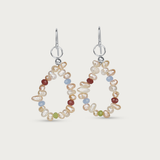 White Mini Pearl w Multicolor Gems Earring