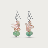 Green Fluorite w Pink Keishi Pearl Earring