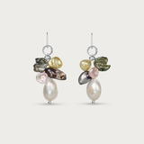 Big Nugget Pearl w Multi Color Keishi Earring