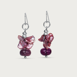 Purple Fluorite w Keshi Pearl Earring