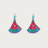 Embroidered Triangle Fiber Earring